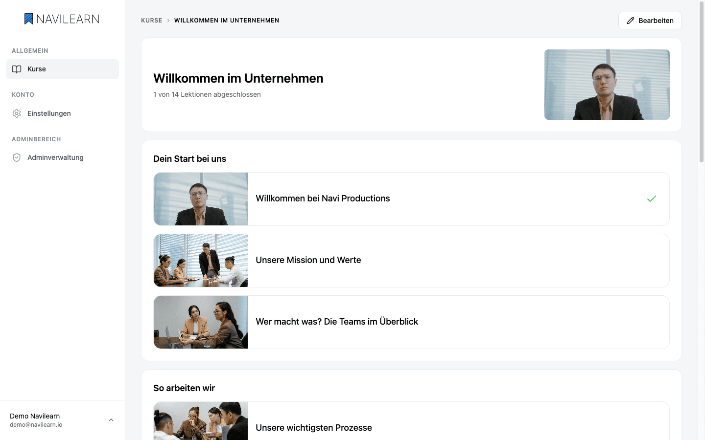 Eine Lektion in NaviLearn auf einem Tablet