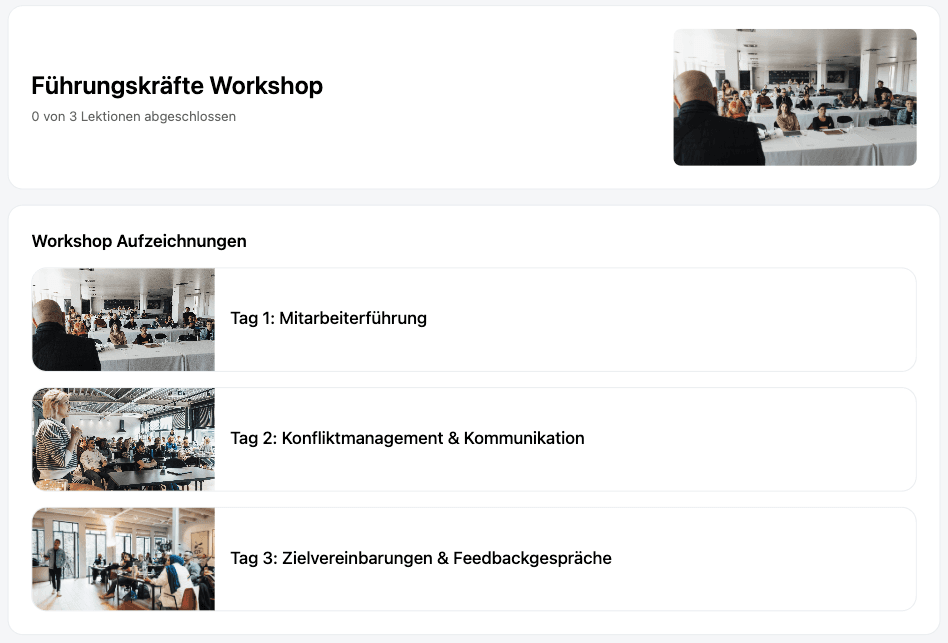Kurs in NaviLearn mit mehreren Lektionen
