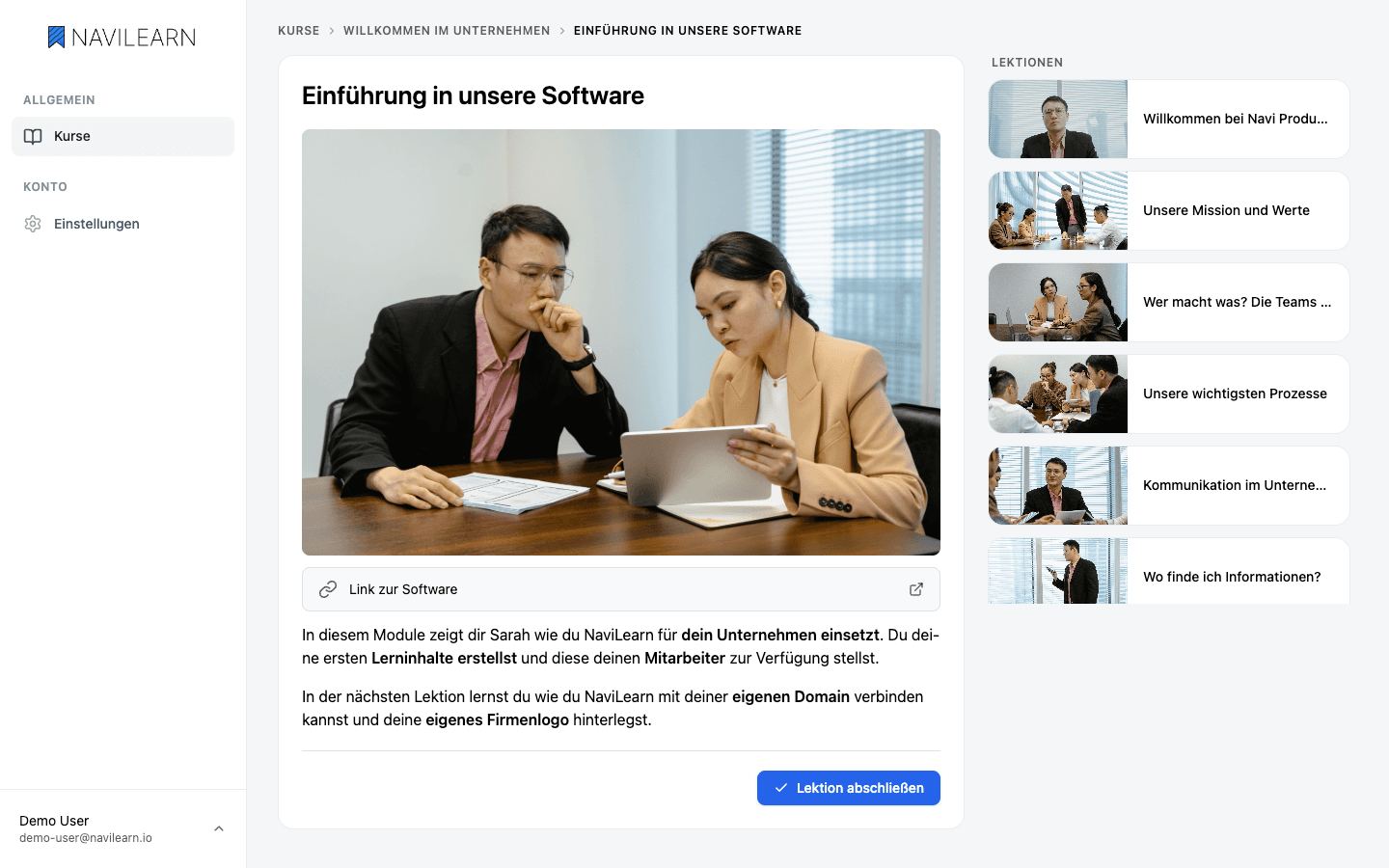 Onboarding Kurs für neue Mitarbeiter in NaviLearn